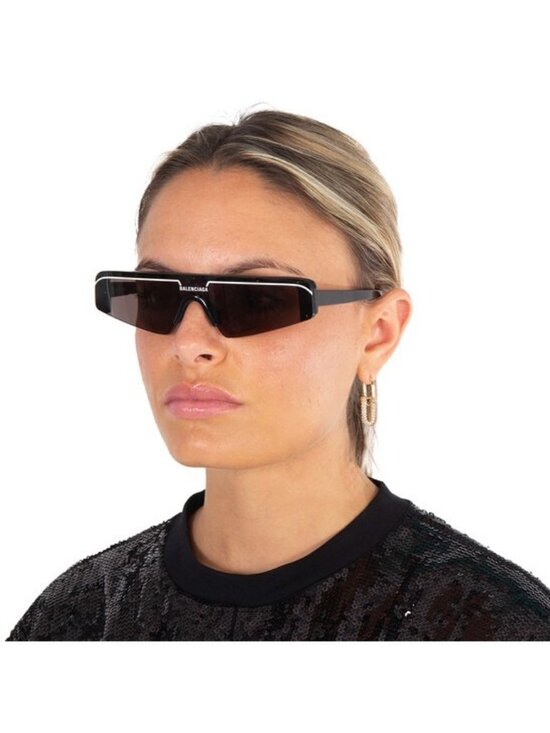 Balenciaga BB0003S 011 Sunglasses Grey Shield Frame, Silver Mirror Lenses main image 6